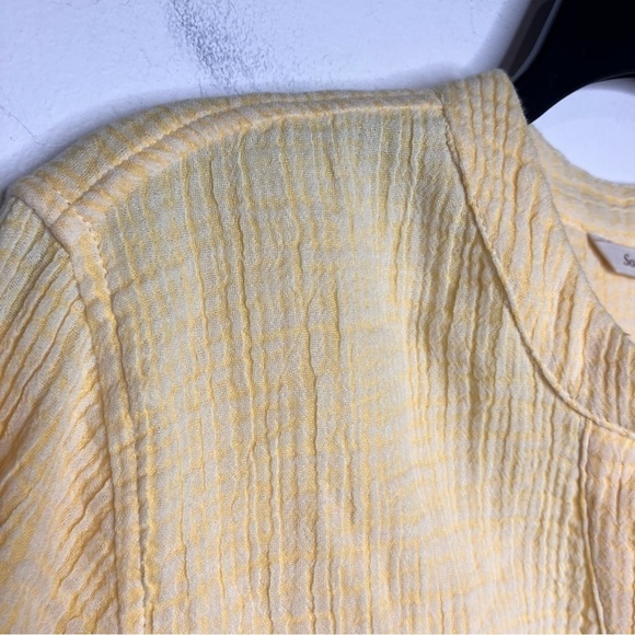 Soft surroundings yellow & white gauze muslin blouse size large - Picture 4 of 7